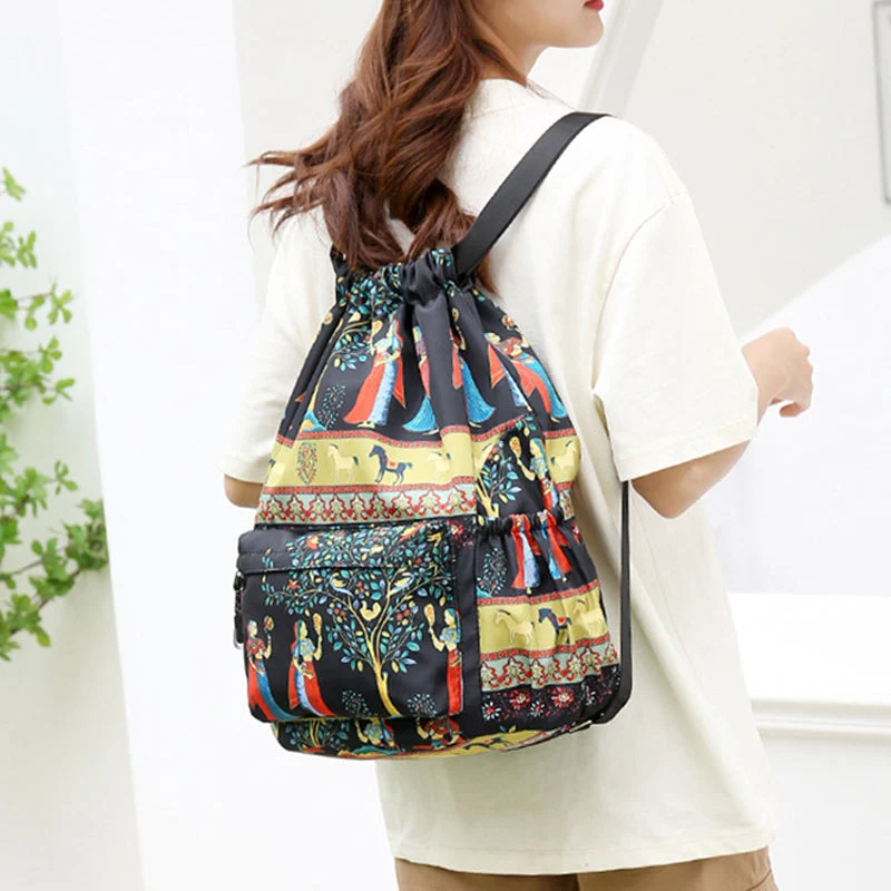 Drawstring skulderveske i etnisk stil | Luvikno