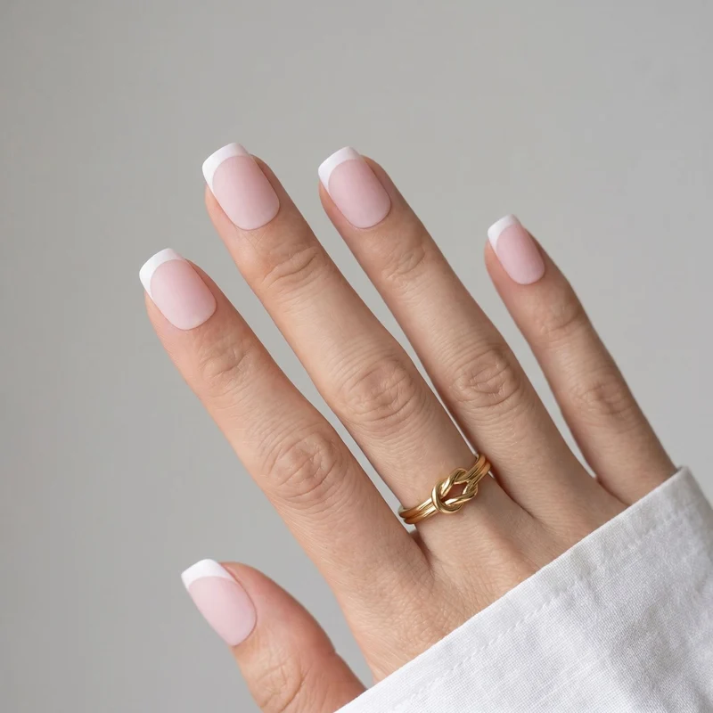 Matte French Tip Press-On Nail Set Stornfield