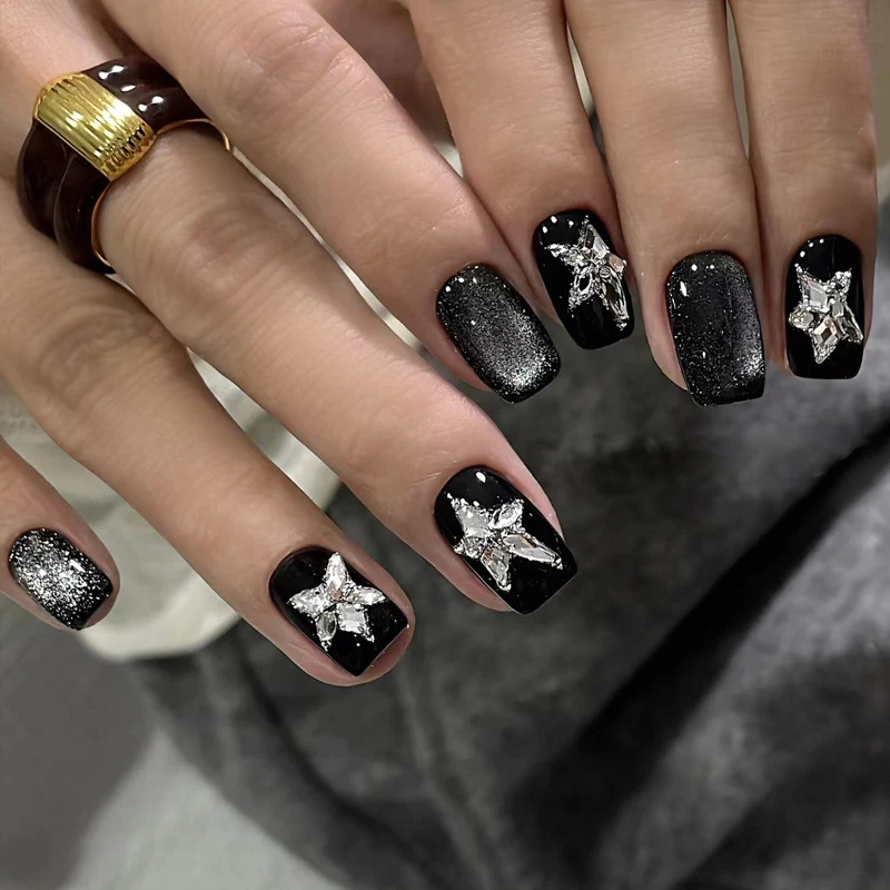 Luxury Press-On Nail Set with Glitter Accent Stornfield