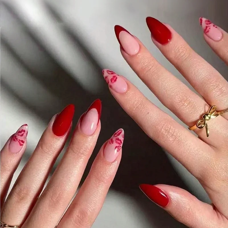 Luxurious Artistic Almond-Shaped Press-On Nails Stornfield