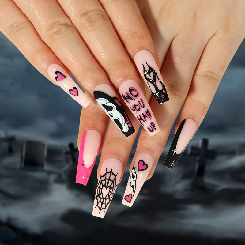 Artificial nail art with Halloween motif and unique embellishments Stornfield