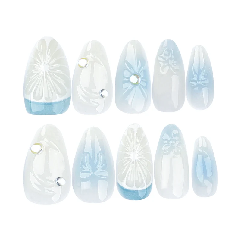 Artificial nail art with floral and decorative elements Stornfield