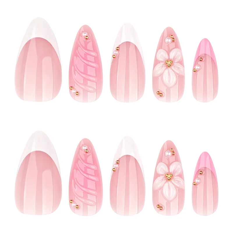 Artificial nail art with floral design and glitter accents Stornfield