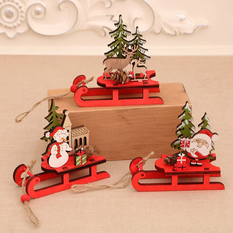 Wooden Santa Sleigh Decoration Stornfield