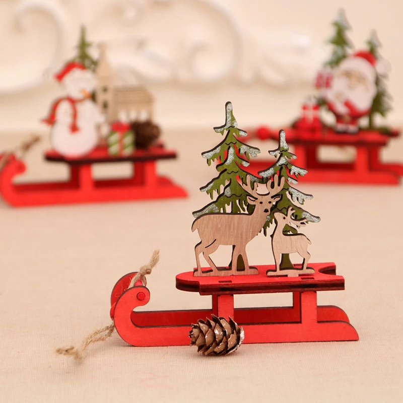 Wooden Santa Sleigh Decoration Stornfield