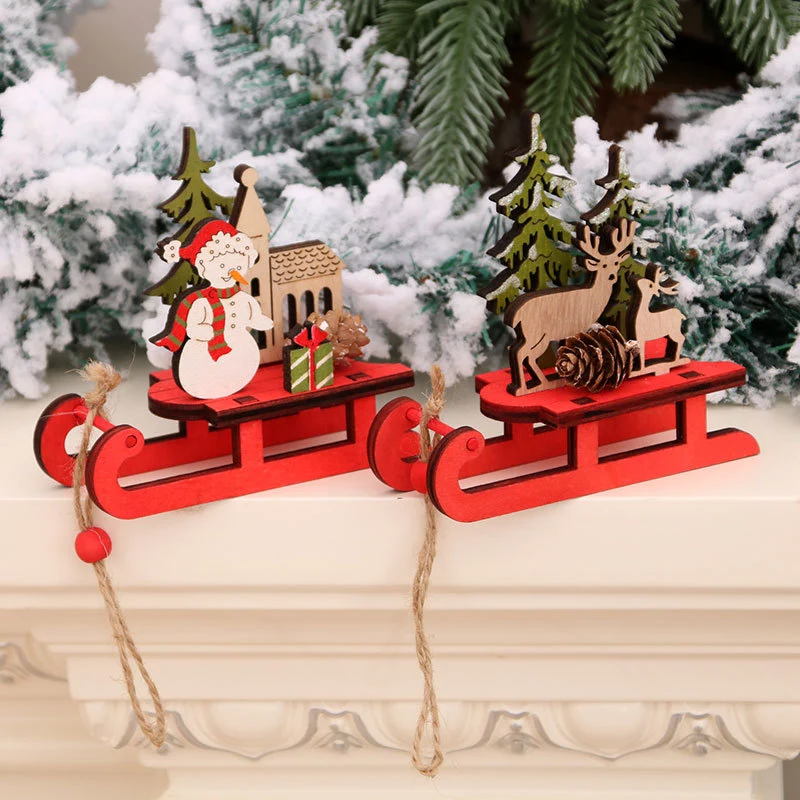 Wooden Santa Sleigh Decoration Stornfield