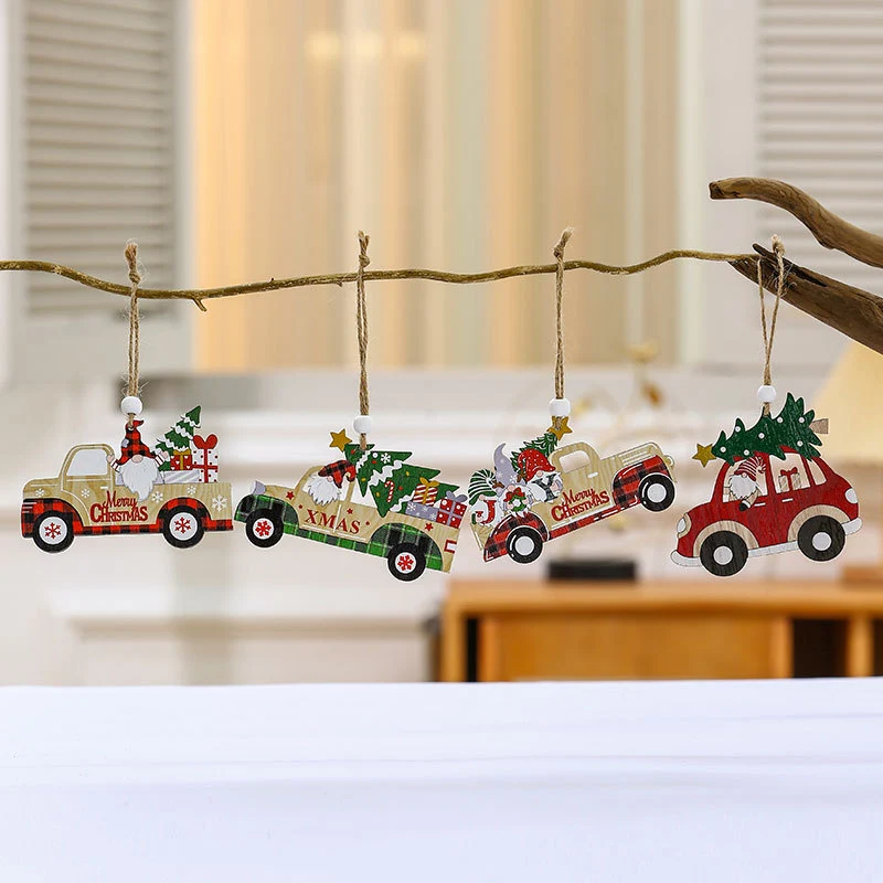 Wooden Holiday Truck Ornaments Stornfield