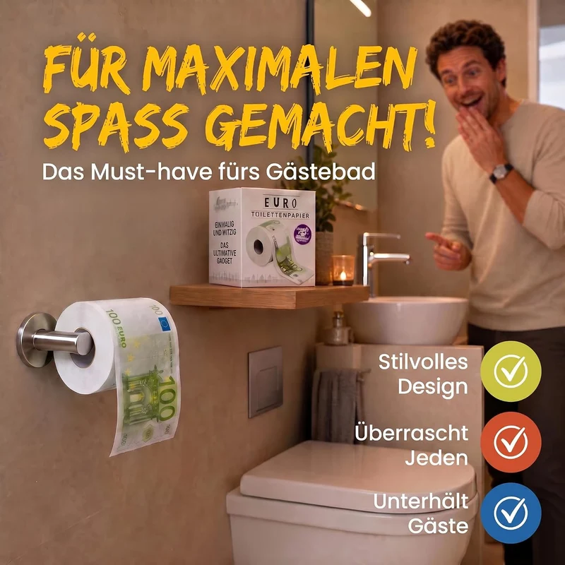 100€-Schein Toilettenpapier - Lustiges Geschenk & Scherzartikel