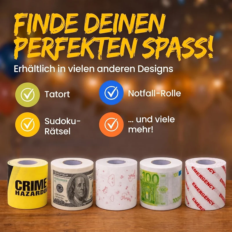 100€-Schein Toilettenpapier - Lustiges Geschenk & Scherzartikel