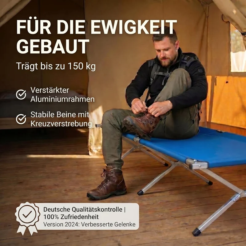 Faltbares Army Feldbett aus Aluminium - Stabiles Campingbett