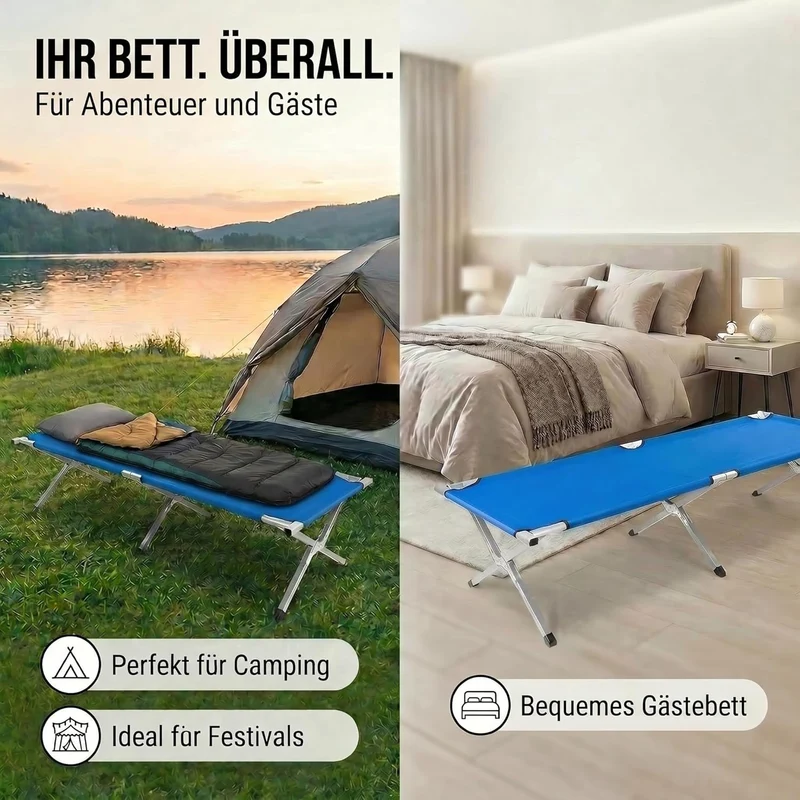 Faltbares Army Feldbett aus Aluminium - Stabiles Campingbett