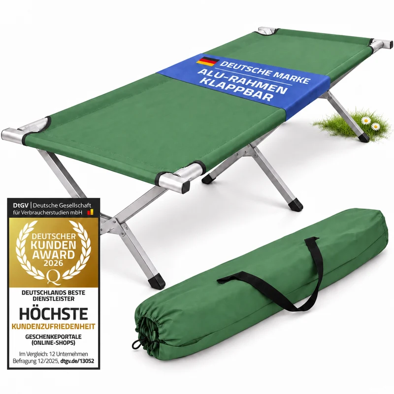 Faltbares Army Feldbett aus Aluminium - Stabiles Campingbett