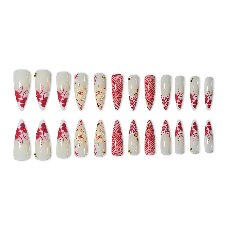 Künstlerische florale Acryl-Nagelverlängerungen Karnz
