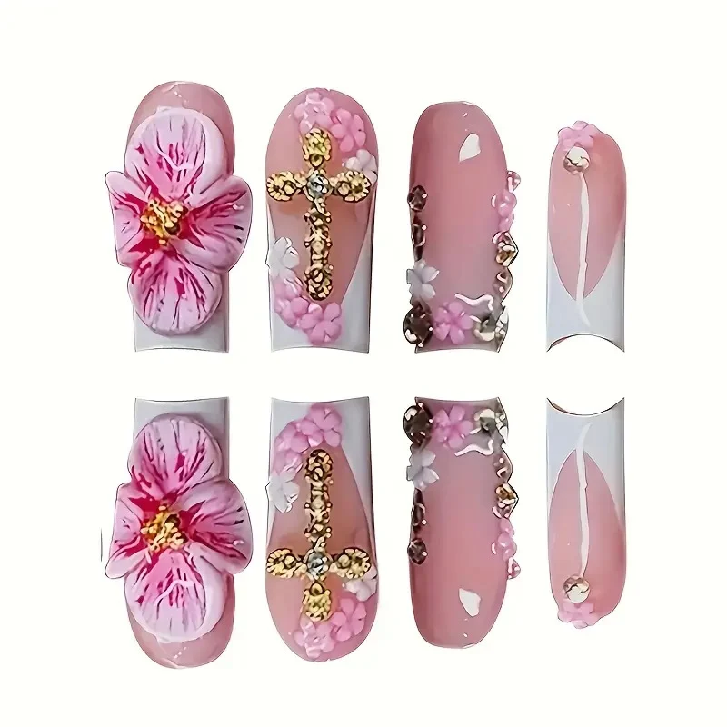 Künstlerische florale Acryl-Nagelerweiterungen Karnz