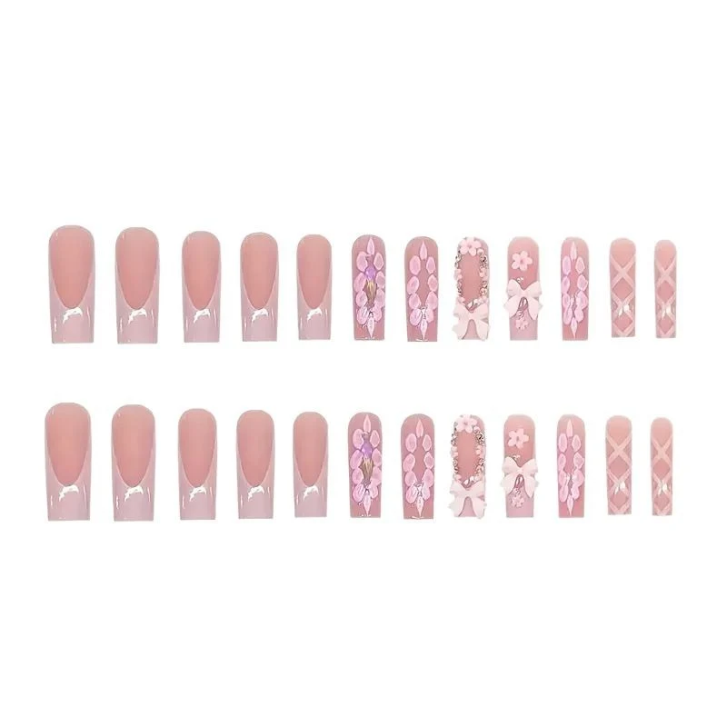 3D Floral Bow Press-On Nails Set Karnz
