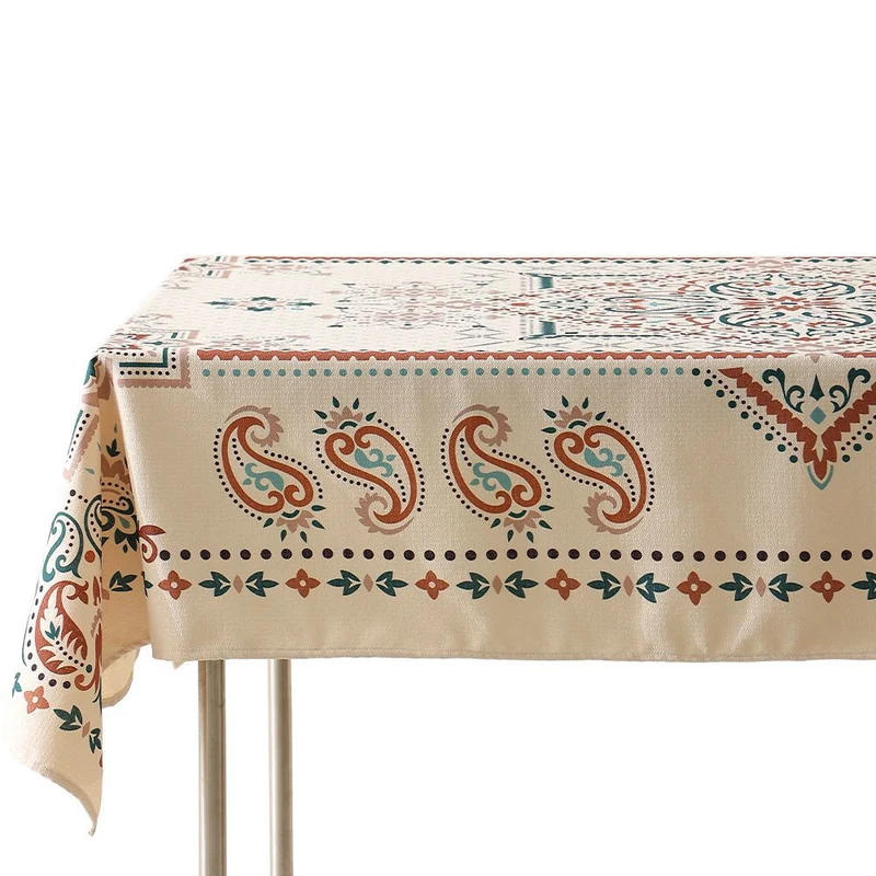 Wasserabweisende rechteckige Tischdecke mit Paisley-Muster und beschichteter Baumwolloptik Karnz