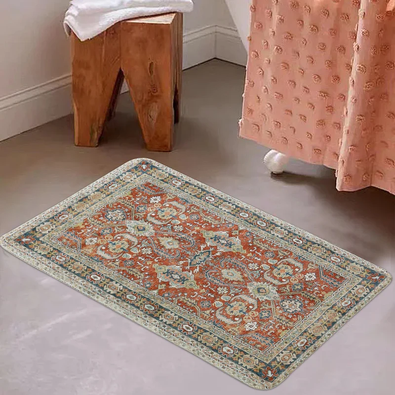 Vintage-inspirierter Teppichläufer für Flur und Küche mit Medaillonmuster und rutschfester Unterseite Karnz