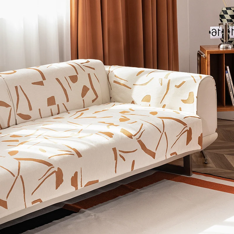 Stretch-Sofaüberwurf mit abstraktem Pinselstrich-Print und elastischem Bund Karnz