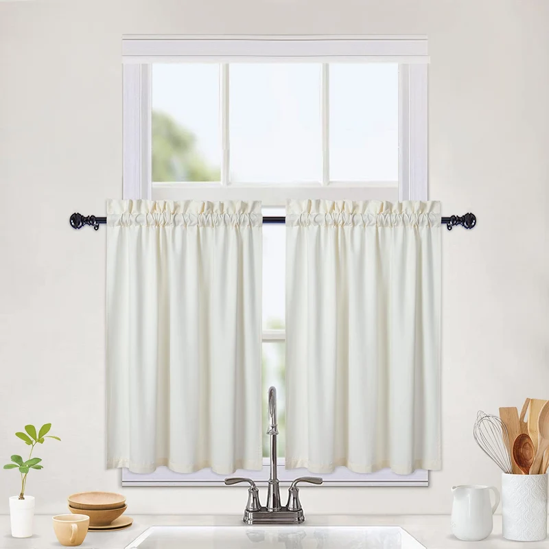 Garvee Tende da caffè corte impermeabili in PVC per cucina e bagno, 2 x 30x91,4 cm, semitrasparenti, texture in rilievo