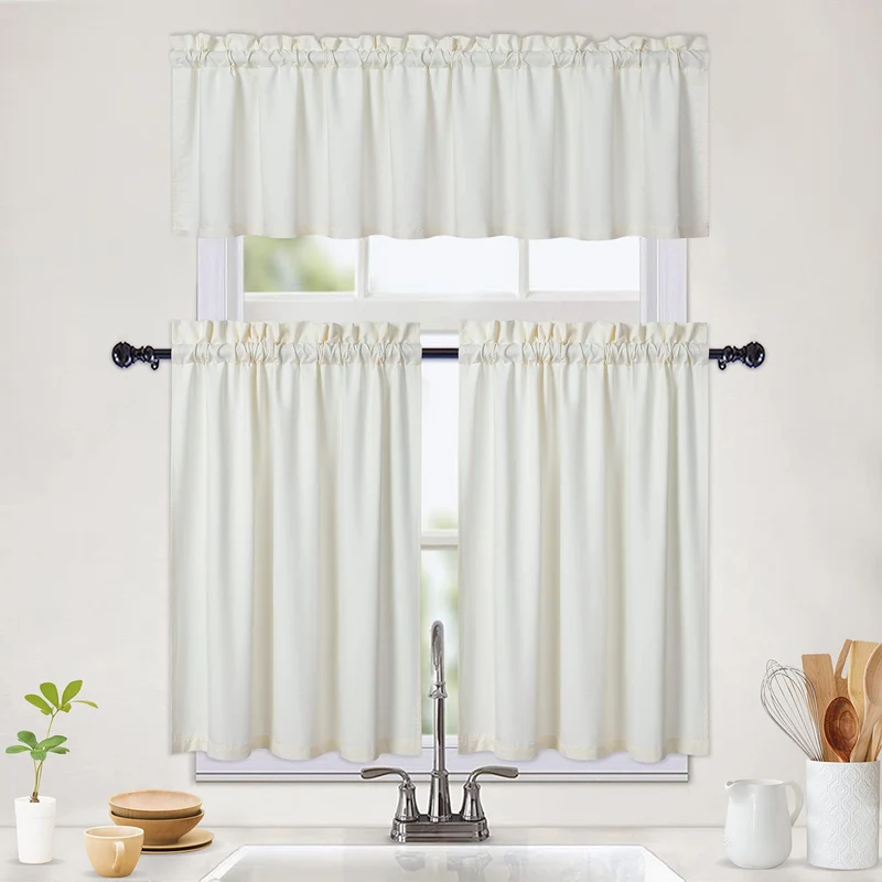 Garvee Tende da caffè corte impermeabili in PVC per cucina e bagno, 2 x 30x91,4 cm, semitrasparenti, texture in rilievo