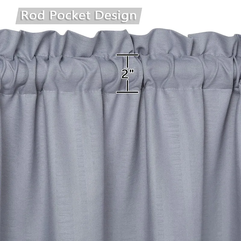 Tende da cucina impermeabili Garvee con trama in rilievo, tende corte per piccole finestre a mezza altezza, 5,1x76,2 cm, grigio, per cucina, bagno, camera da letto, soggiorno