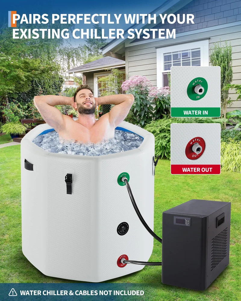 Vasca da bagno ghiacciata Garvee per atleti, XXL, 186 galloni, PVC di grado militare, coperchio isolato, portatile, per fitness e svago, compatibile con refrigeratori d'acqua