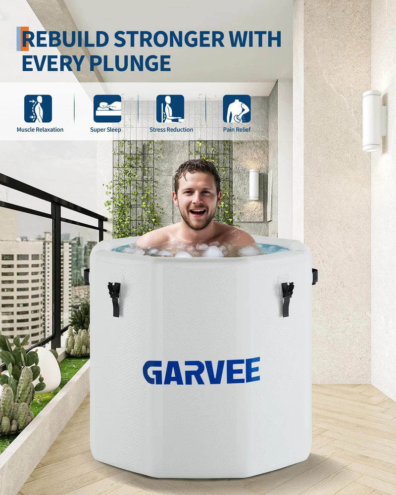 Vasca da bagno ghiacciata Garvee per atleti, XXL, 186 galloni, PVC di grado militare, coperchio isolato, portatile, per fitness e svago, compatibile con refrigeratori d'acqua