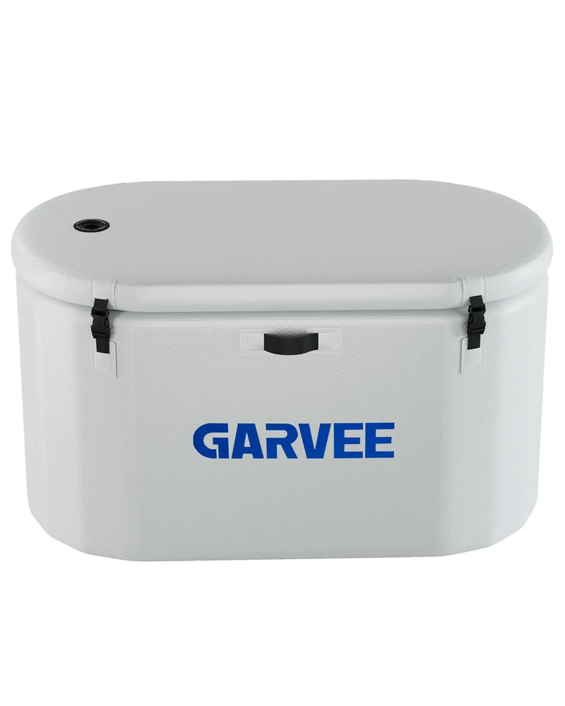 Vasca da bagno ghiacciata Garvee per atleti, 248 galloni, ovale, portatile, in PVC e fibra di vetro, coperchio isolato, per il recupero