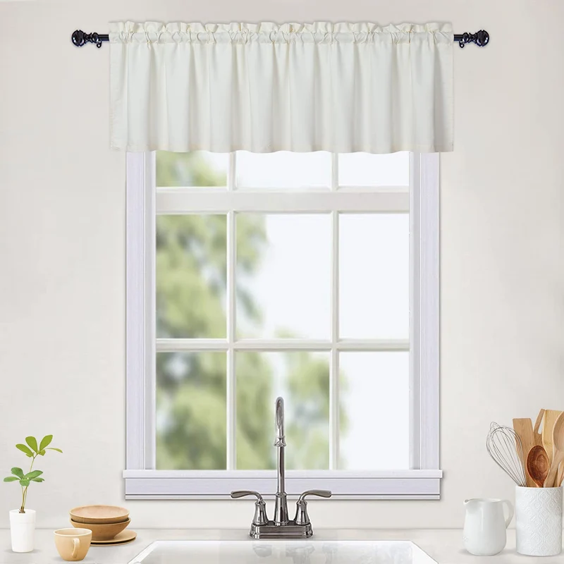 Tende da cucina impermeabili Garvee con texture in rilievo, color caffè, mezza finestra, 150x15 cm, beige, per cucina e bagno