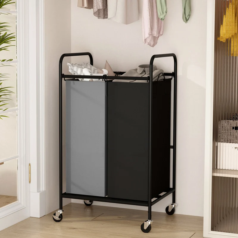 Carrello portabiancheria Garvee da 80 litri con bloccaggio ruote, robusto, capiente e facile da spostare.