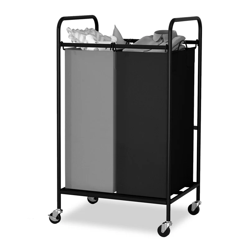 Carrello portabiancheria Garvee da 80 litri con bloccaggio ruote, robusto, capiente e facile da spostare.