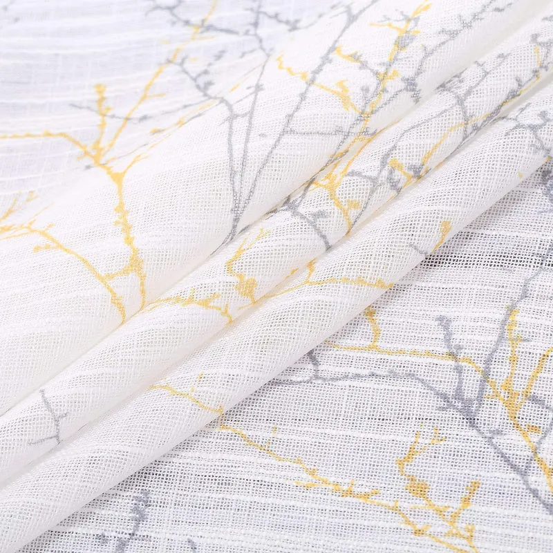 Tende da cucina Garvee con motivo a rami di albero naturali, mezza finestra, filtranti, in poliestere, 26x24 pollici, bianco/giallo, stile fattoria, soggiorno, bagno