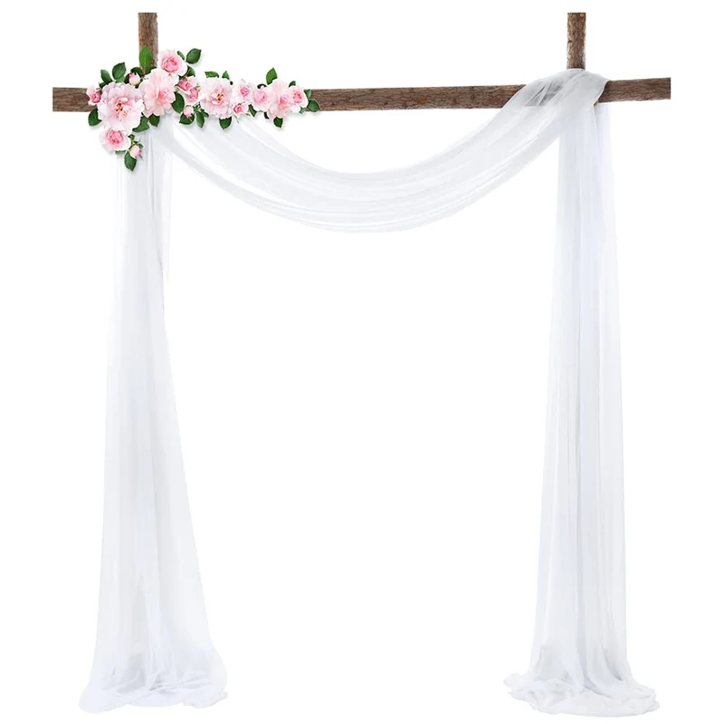 Garvee Wedding Arch Drape Tessuto Chiffon Elasticizzato Filato per Cerimonia e Festa 2 piedi x 18 piedi Elegante Lucido Morbido