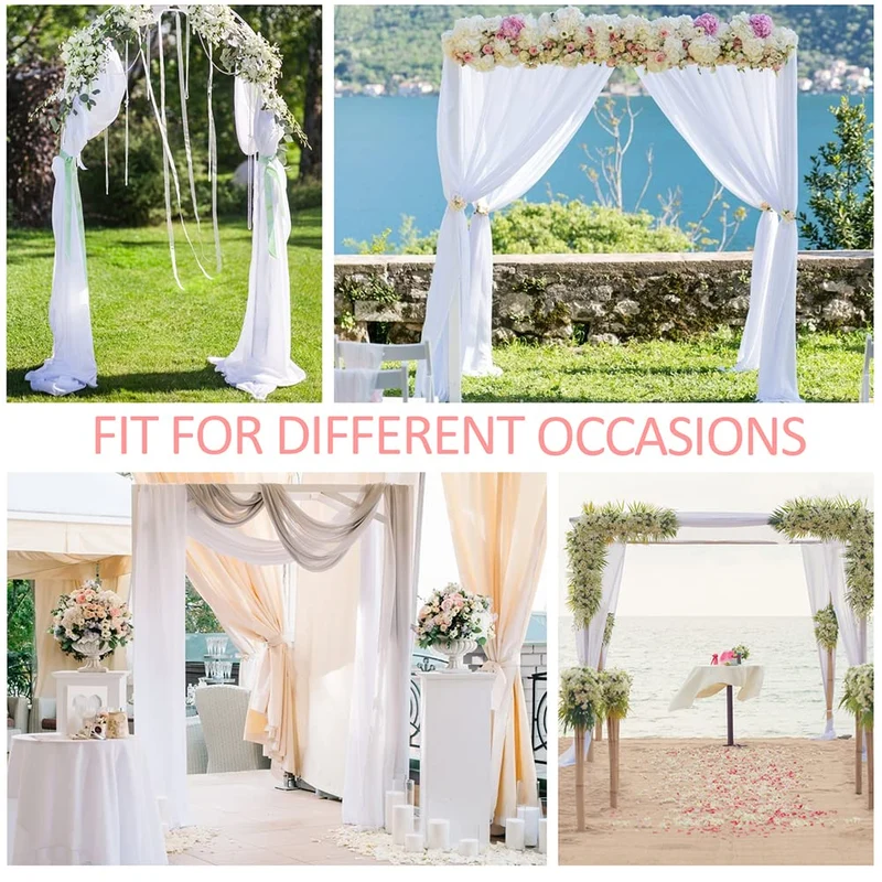 Garvee Wedding Arch Drape Tessuto Chiffon Elasticizzato Filato per Cerimonia e Festa 2 piedi x 18 piedi Elegante Lucido Morbido