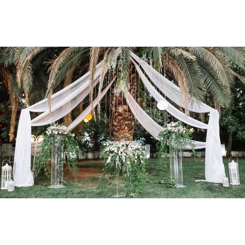 Garvee Wedding Arch Drape Tessuto Chiffon Elasticizzato Filato per Cerimonia e Festa 2 piedi x 18 piedi Elegante Lucido Morbido