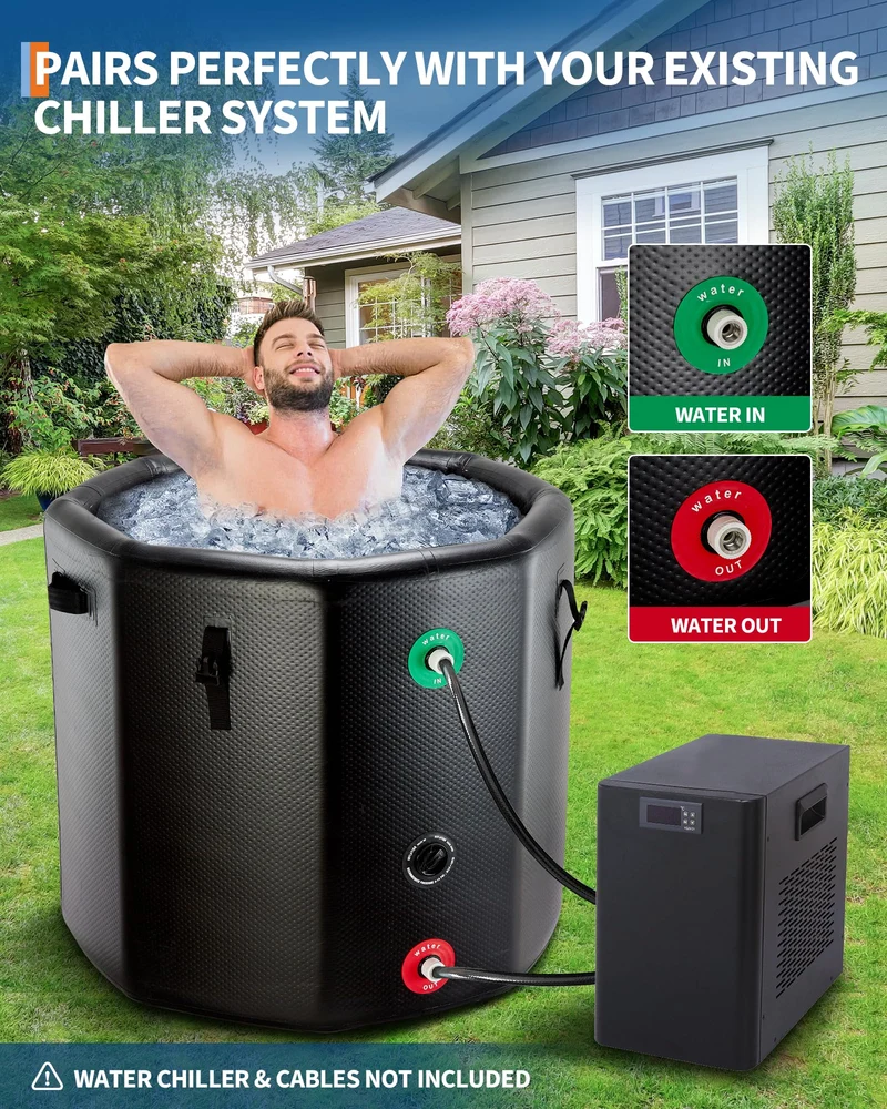 Vasca da bagno ghiacciata Garvee per atleti, 176 galloni, PVC di grado militare, coperchio isolato, portatile, per attività ricreative