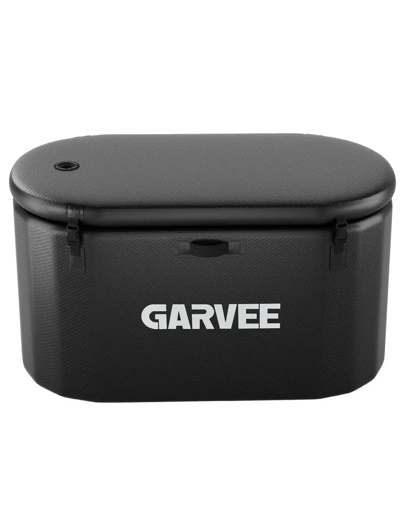 Vasca da bagno ghiacciata Garvee per atleti, 248 galloni, ovale, nera, portatile, coperchio isolato, PVC in fibra di vetro resistente agli strappi