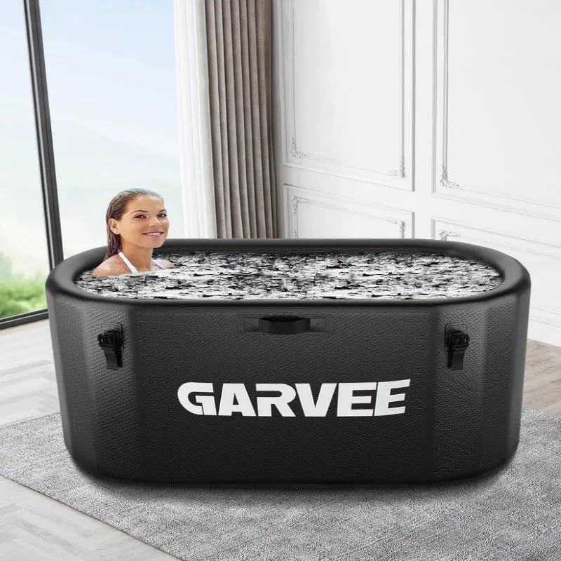 Vasca da bagno ghiacciata Garvee per atleti, 248 galloni, ovale, nera, portatile, coperchio isolato, PVC in fibra di vetro resistente agli strappi