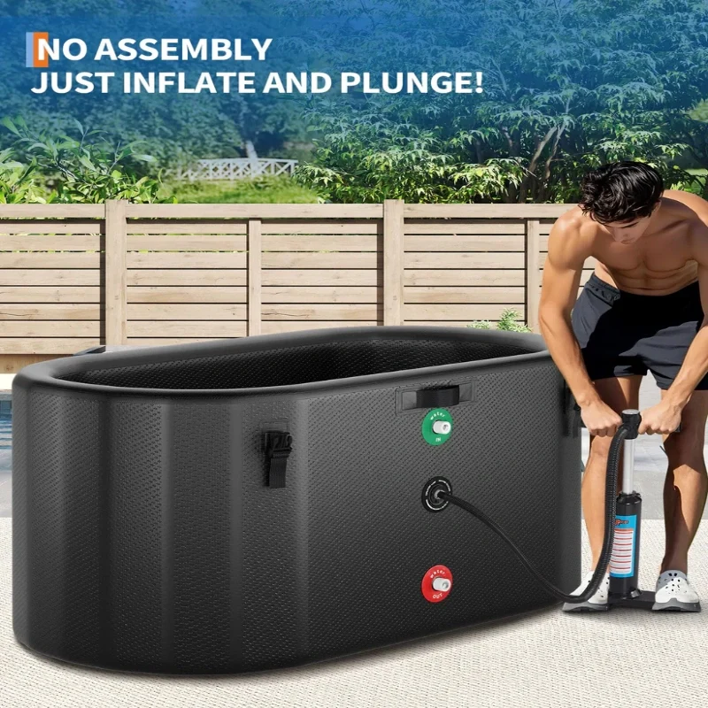 Vasca da bagno ghiacciata Garvee per atleti, 248 galloni, ovale, nera, portatile, coperchio isolato, PVC in fibra di vetro resistente agli strappi