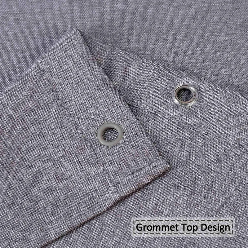 Garvee Flax Leinenähnlicher Duschvorhang 240GSM Schweres Gewebe Mit Haken Für Badezimmer 200x180 cm Grau