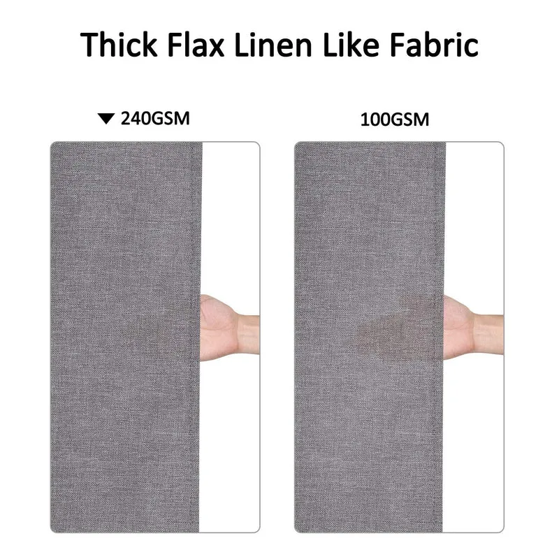 Garvee Flax Leinenähnlicher Duschvorhang 240GSM Schweres Gewebe Mit Haken Für Badezimmer 200x180 cm Grau