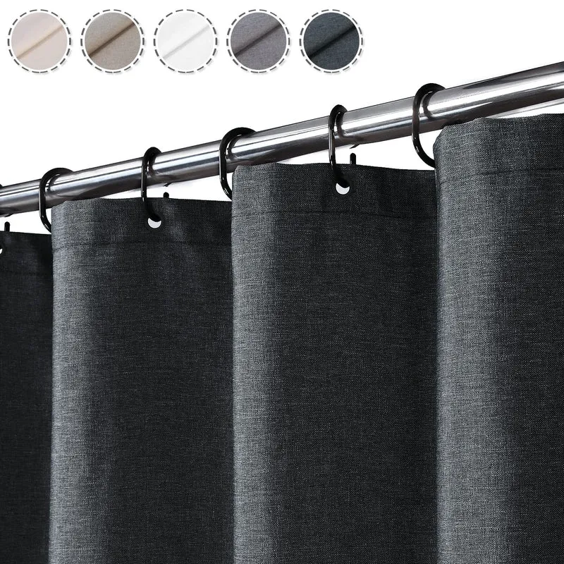 Garvee Duschvorhang Flachs-Leinenoptik 240GSM Wasserabweisend 100% Polyester Dunkelgrau 120x200 cm Hotel-Luxus Bad