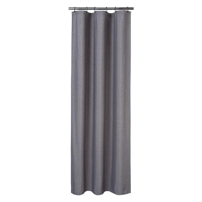 Garvee Flachs-Leinen-Duschvorhang 240GSM Schwer Wasserabweisend Mit Haken Grau 100x180 cm Bad