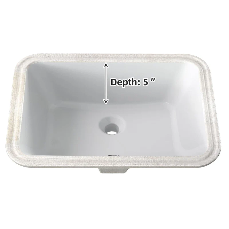 Lavabo da appoggio in ceramica Garvee rettangolare bianco lucido 20,28x15,16x7,87 pollici bagno moderno