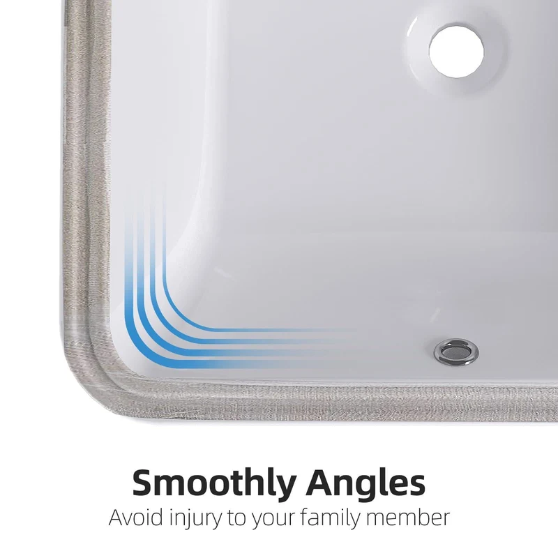 Lavabo da appoggio in ceramica Garvee rettangolare bianco lucido 20,28x15,16x7,87 pollici bagno moderno