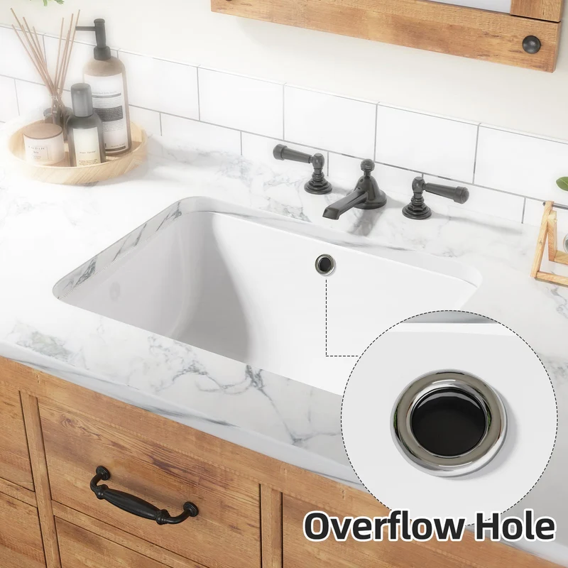 Lavabo da appoggio in ceramica Garvee rettangolare bianco lucido 20,28x15,16x7,87 pollici bagno moderno