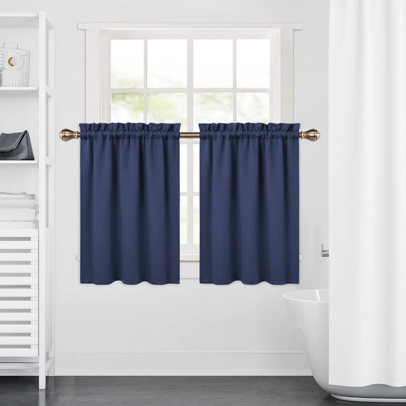 Tende oscuranti corte Garvee da 24 pollici, 2 pannelli, oscuranti, materiale pesante, blu navy, per piccole finestre, cucina e soggiorno