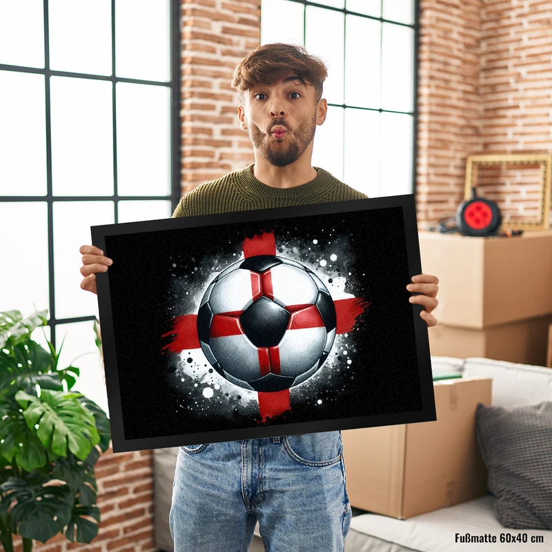 Fußball Englische Flagge Fußmatte in 35x50 cm
