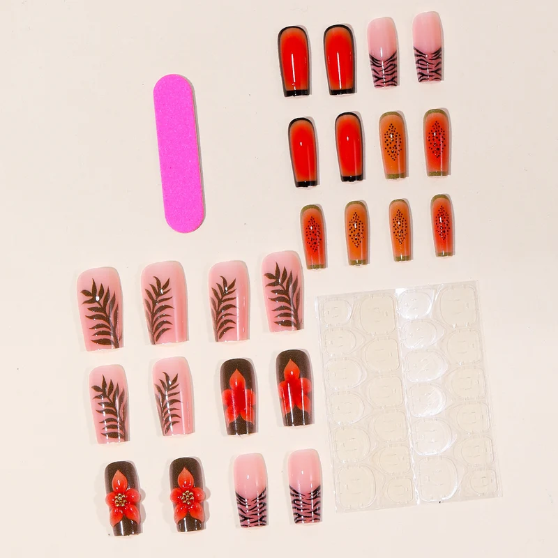 3D Floral and Patterned Acrylic Nail Art Extensions Stornfield