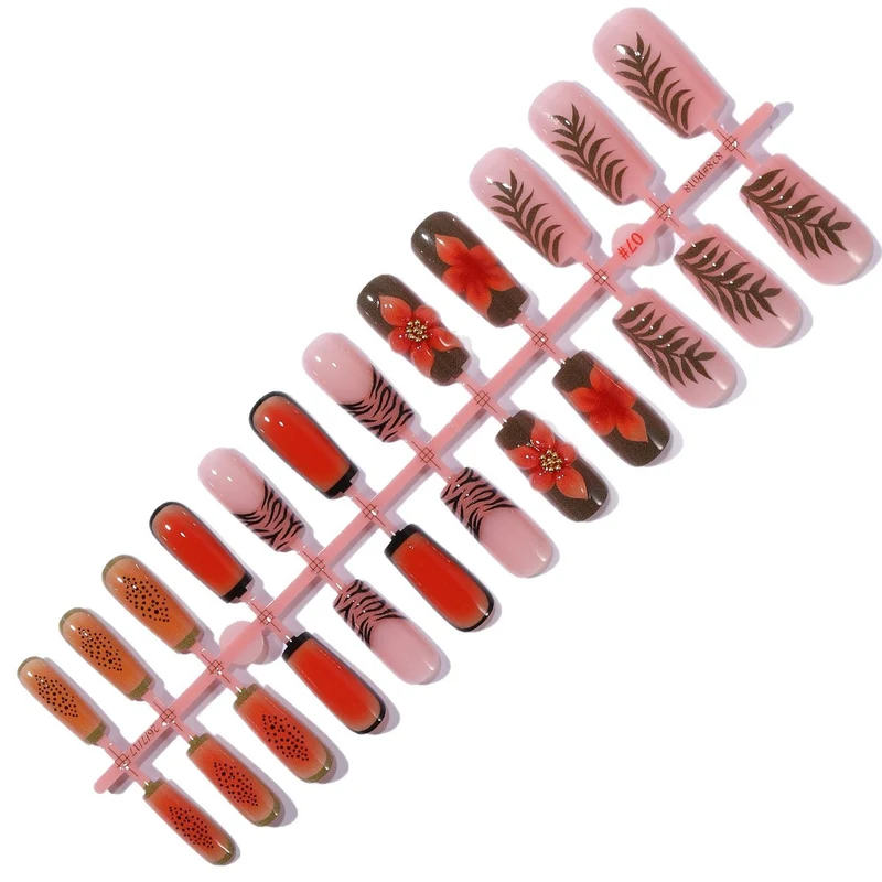 3D Floral and Patterned Acrylic Nail Art Extensions Stornfield